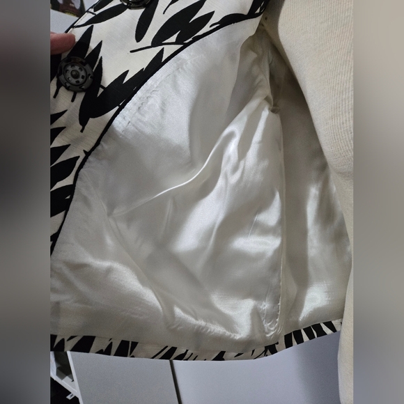 PINK TARTAN Black And White Tropical Cotton Blazer.size 8 - Picture 9 of 13